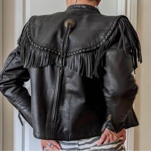 Vintage Willie G Harley Davidson Black Leather Riding Jacket w/fringe